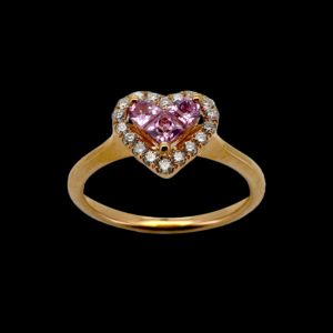 BAGUE CŒUR D-DONNA EN OR ROSE 750 SAPHIRS ET DIAMANTS