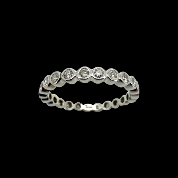 BAGUE TOUR COMPLET OR GRIS 750 ET DIAMANTS
