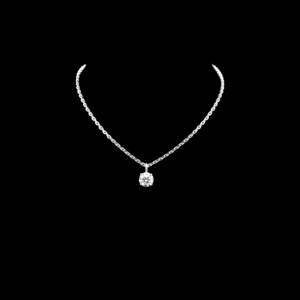 COLLIER-PENDENTIF SOLITAIRE EN OR GRIS 750 MAILLE DIAMANT