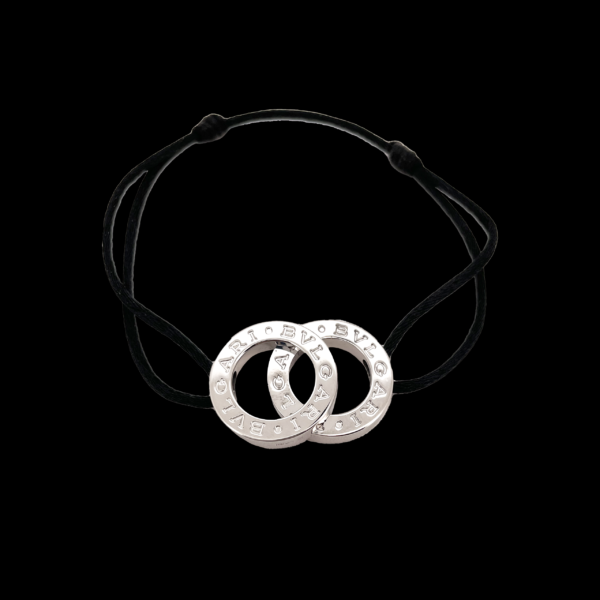 BRACELET BVLGARI BVLGARI LOGO SERPENTI EN ARGENT 925 ET CORDON NOIR