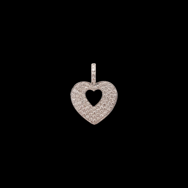 PENDENTIF POIRAY COEUR EN OR GRIS 750 ET DIAMANTS