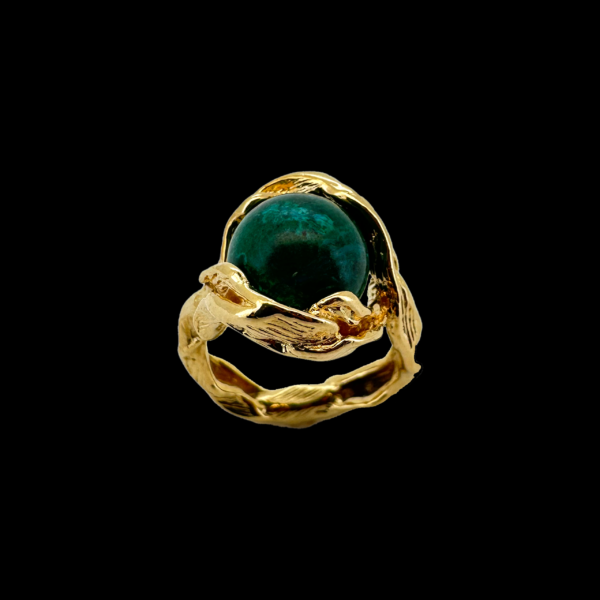 BAGUE GILBERT ALBERT EN OR JAUNE 750 ET PERLES