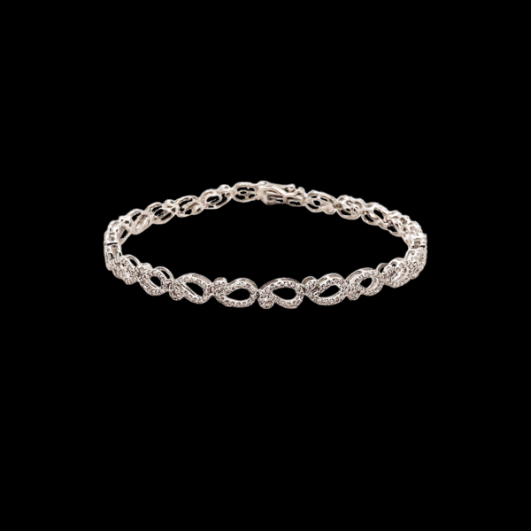BRACELET TENNIS MAILLONS CACHEMIRE OR BLANC 750 ET DIAMANTS
