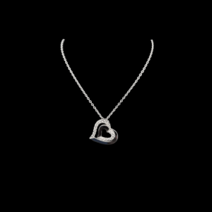 COLLIER-PENDENTIF COEUR EN OR BLANC 750 ET DIAMANTS
