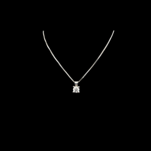 COLLIER-PENDENTIF OR GRIS 750 SOLITAIRE DIAMANT TAILLE BRILLANT