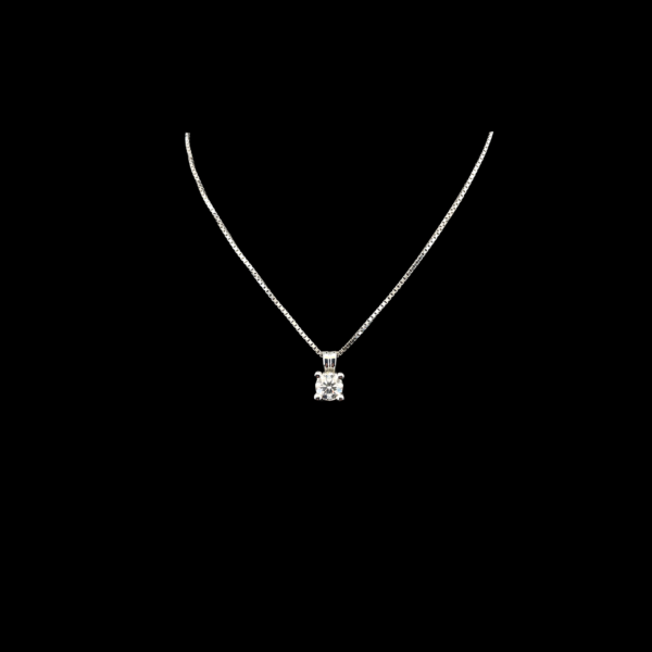 COLLIER-PENDENTIF OR GRIS 750 SOLITAIRE DIAMANT TAILLE BRILLANT