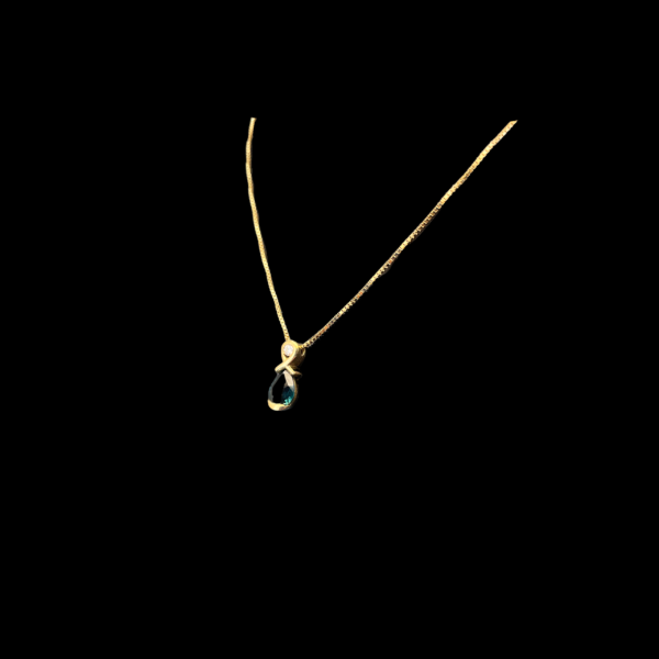 COLLIER-PENDENTIF EN OR JAUNE 750 AVEC DIAMANTS ET SAPHIR – Image 2