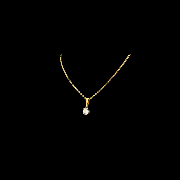 COLLIER-PENDENTIF SOLITAIRE EN OR JAUNE 750 – Image 2