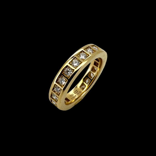 BAGUE TOUR COMPLET EN OR JAUNE 750 ET DIAMANTS – Image 2