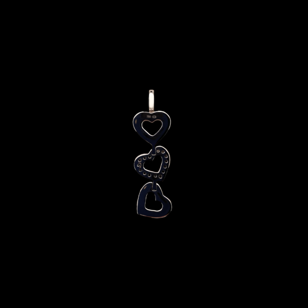 PENDENTIF 3 COEUR EN OR GRIS 750 ET DIAMANTS – Image 3