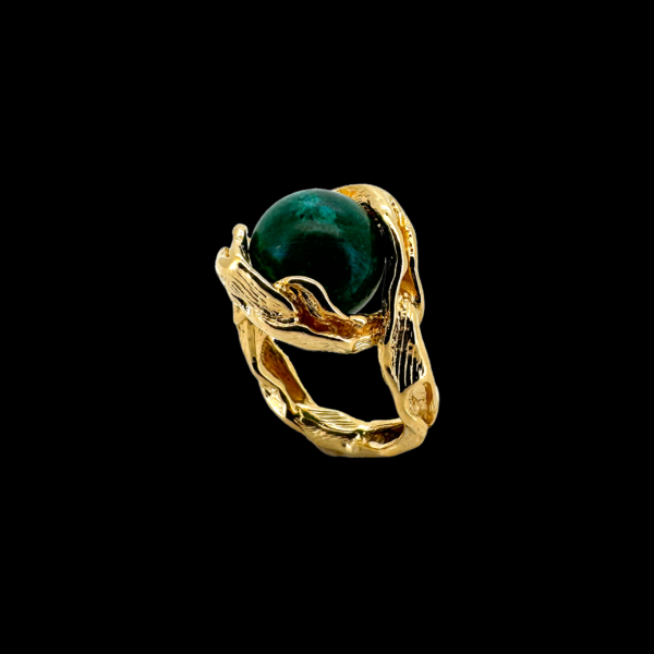 BAGUE GILBERT ALBERT EN OR JAUNE 750 ET PERLES – Image 2
