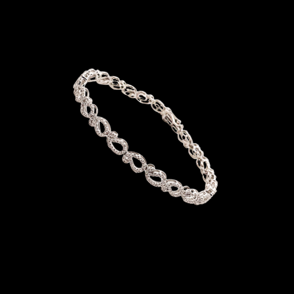 BRACELET TENNIS MAILLONS CACHEMIRE OR BLANC 750 ET DIAMANTS – Image 2