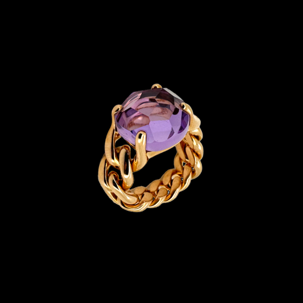 BAGUE POMELLATO "LOLA" OR ROSE 750 ET AMETHYSTES – Image 2