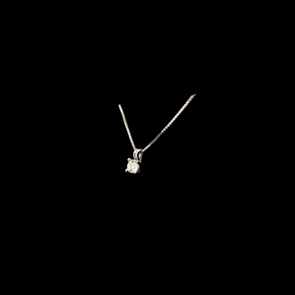 COLLIER-PENDENTIF OR GRIS 750 SOLITAIRE DIAMANT TAILLE BRILLANT – Image 2