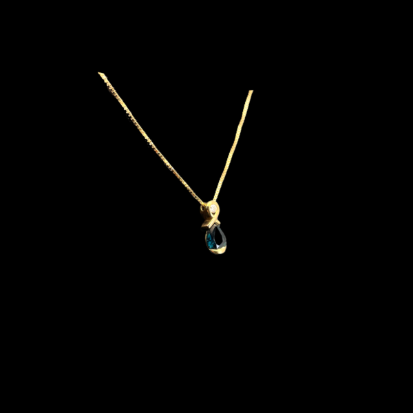 COLLIER-PENDENTIF EN OR JAUNE 750 AVEC DIAMANTS ET SAPHIR – Image 3