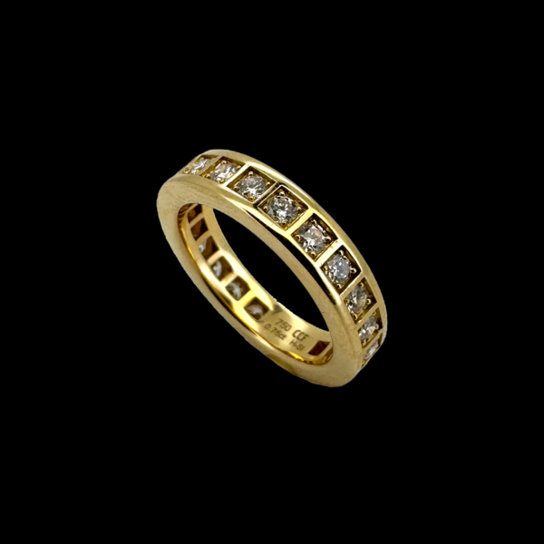 BAGUE TOUR COMPLET EN OR JAUNE 750 ET DIAMANTS – Image 3