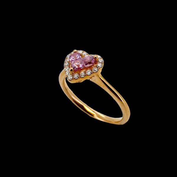 BAGUE CŒUR D-DONNA EN OR ROSE 750 SAPHIRS ET DIAMANTS – Image 3