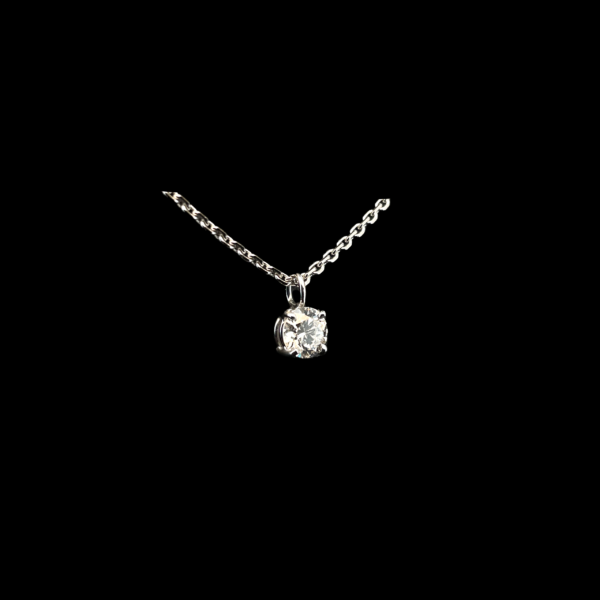 COLLIER-PENDENTIF SOLITAIRE EN OR GRIS 750 MAILLE DIAMANT – Image 3
