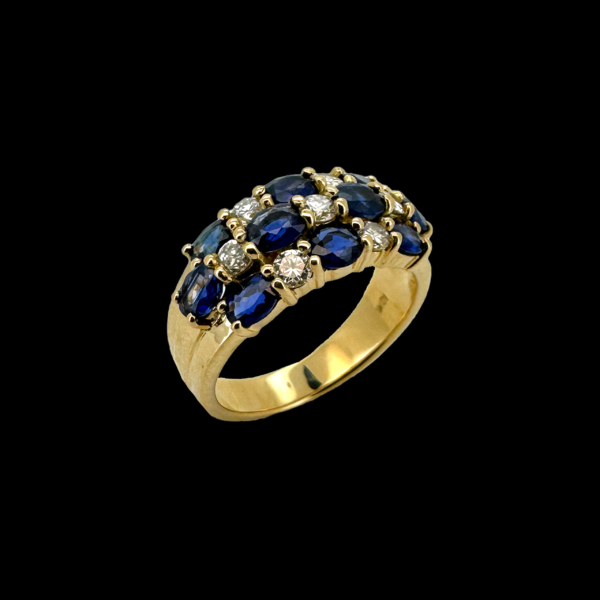 BAGUE EN OR JAUNE 750 DIAMANTS ET SAPHIRS – Image 3