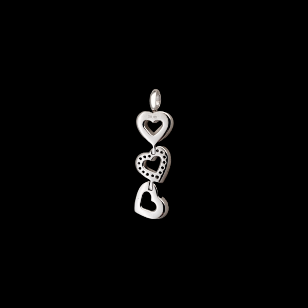 PENDENTIF 3 COEUR EN OR GRIS 750 ET DIAMANTS – Image 4