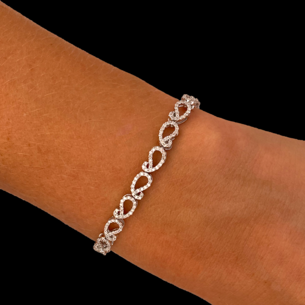 BRACELET TENNIS MAILLONS CACHEMIRE OR BLANC 750 ET DIAMANTS – Image 3