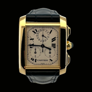 CARTIER TANK FRANÇAISE CHRONOGRAPHE GRAND MODELE QUARTZ EN OR JAUNE 750