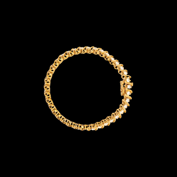 BRACELET TENNIS EN OR JAUNE 14 CARATS ET DIAMANTS – Image 2