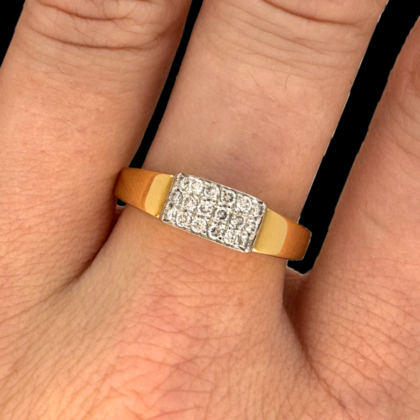 BAGUE EN OR JAUNE ET GRIS 750 ET DIAMANTS – Image 4