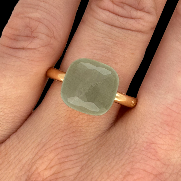 BAGUE POMELLATO "NUDO" OR ROSE ET PRASIOLITE – Image 4