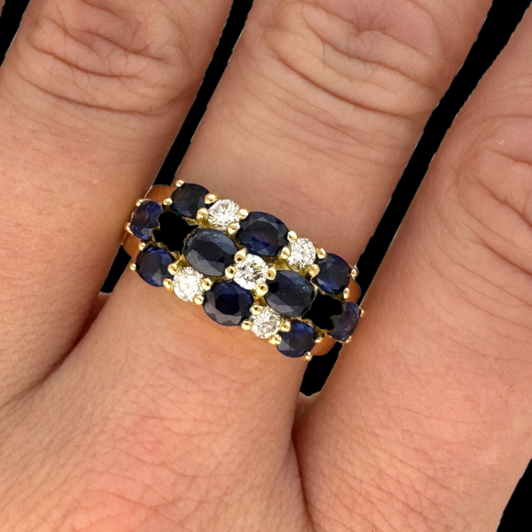 BAGUE EN OR JAUNE 750 DIAMANTS ET SAPHIRS – Image 4