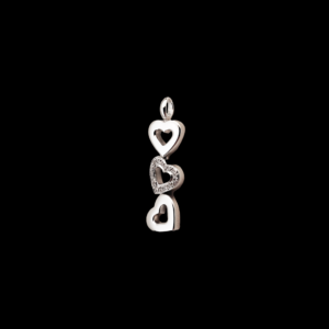 PENDENTIF 3 COEUR EN OR GRIS 750 ET DIAMANTS