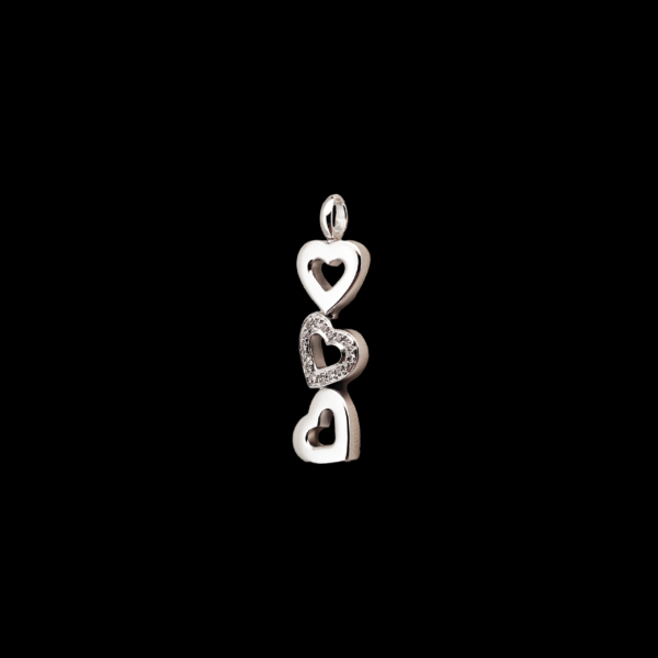 PENDENTIF 3 COEUR EN OR GRIS 750 ET DIAMANTS