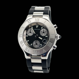 CARTIER 21 CHRONOGRAPHE EN ACIER