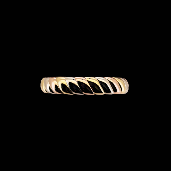 BRACELET CARTIER 1996 MANCHETTE EN OR TRICOLORE – Image 2