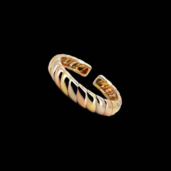 BRACELET CARTIER 1996 MANCHETTE EN OR TRICOLORE – Image 3