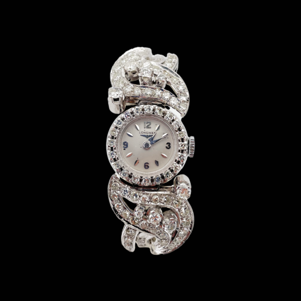 LONGINES DAME EN OR GRIS 750 ET DIAMANTS