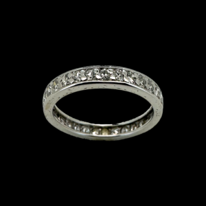 BAGUE TOUR COMPLET SERTIE DE DIAMANTS OR GRIS 18 CARATS