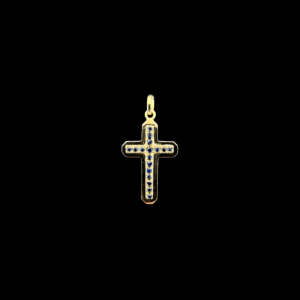 PENDENTIF CROIX EN OR JAUNE 750 SAPHIRS