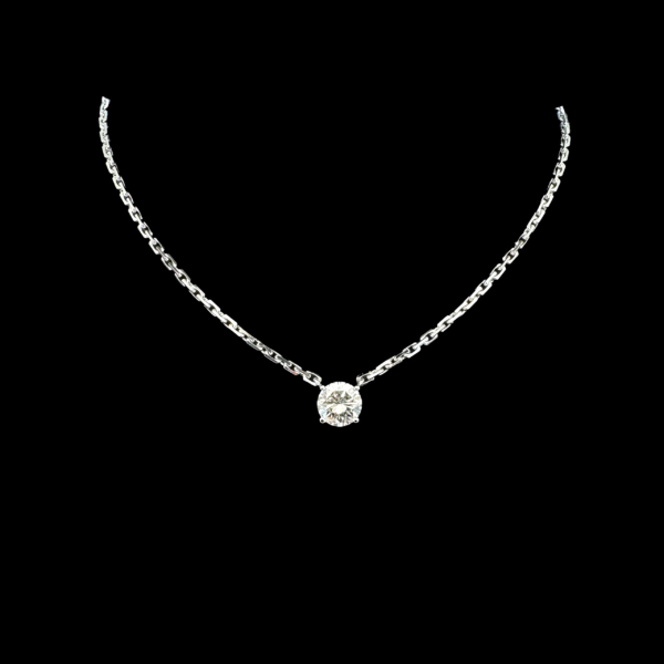 COLLIER SOLITAIRE CARTIER OR GRIS 750 DIAMANT