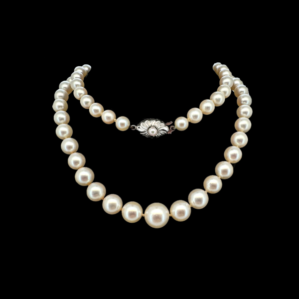 COLLIER DE PERLE DE KUNZ FERMOIR OR GRIS 750