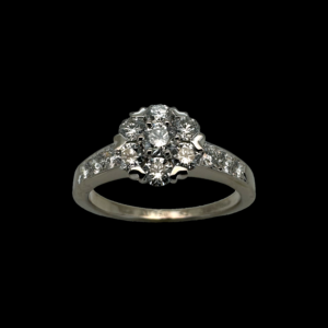 BAGUE VAN CLEEF & ARPELS "FLEURETTE" OR GRIS 750 ET DIAMANTS