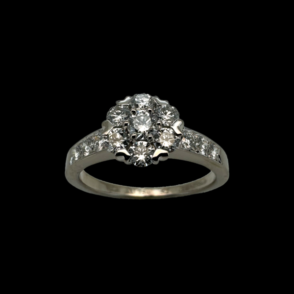 BAGUE VAN CLEEF & ARPELS "FLEURETTE" OR GRIS 750 ET DIAMANTS