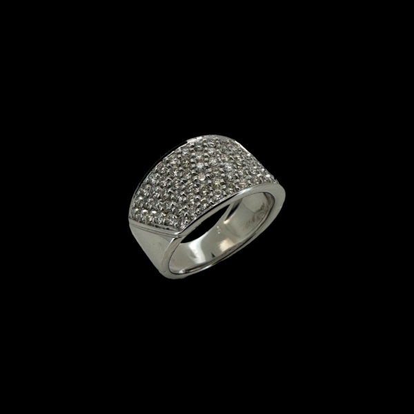 BAGUE EN OR GRIS 750 SERTIE DE DIAMANTS – Image 2