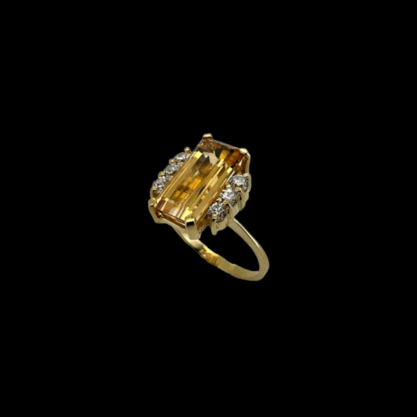 BAGUE OR JAUNE 750 SERTIE D'UNE CITRINE ET DE DIAMANTS – Image 2