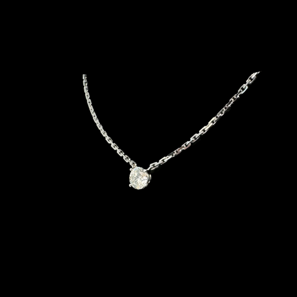 COLLIER SOLITAIRE CARTIER OR GRIS 750 DIAMANT – Image 2
