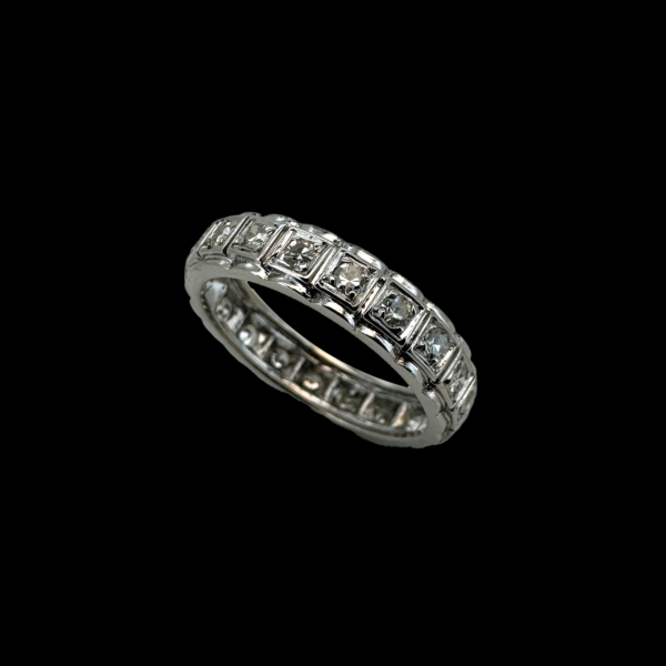 BAGUE TOUR COMPLET EN OR GRIS 750 SERTIE DE 20 DIAMANTS – Image 3