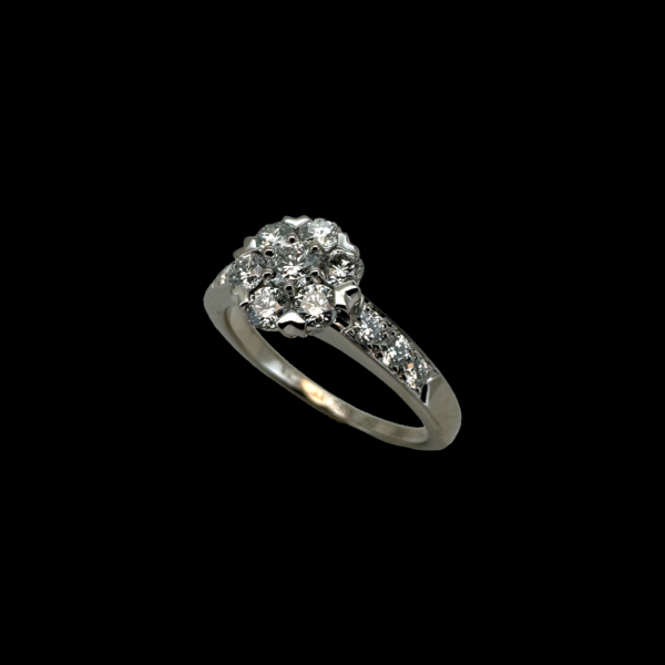 BAGUE VAN CLEEF & ARPELS "FLEURETTE" OR GRIS 750 ET DIAMANTS – Image 2