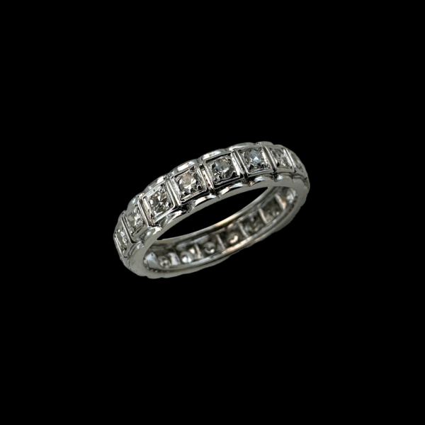 BAGUE TOUR COMPLET EN OR GRIS 750 SERTIE DE 20 DIAMANTS – Image 2