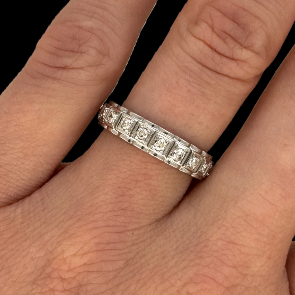 BAGUE TOUR COMPLET EN OR GRIS 750 SERTIE DE 20 DIAMANTS – Image 4