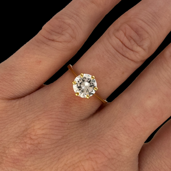BAGUE SOLITAIRE OR JAUNE 750 ET DIAMANT – Image 4